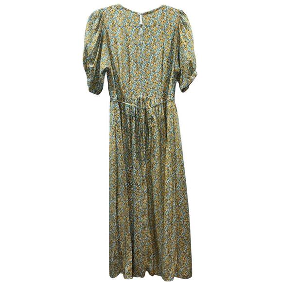 Faithfull the Brand Floral Midi Dress Sz. Small | Puff Sleeve Tie Front Feminine - Picture 9 of 15